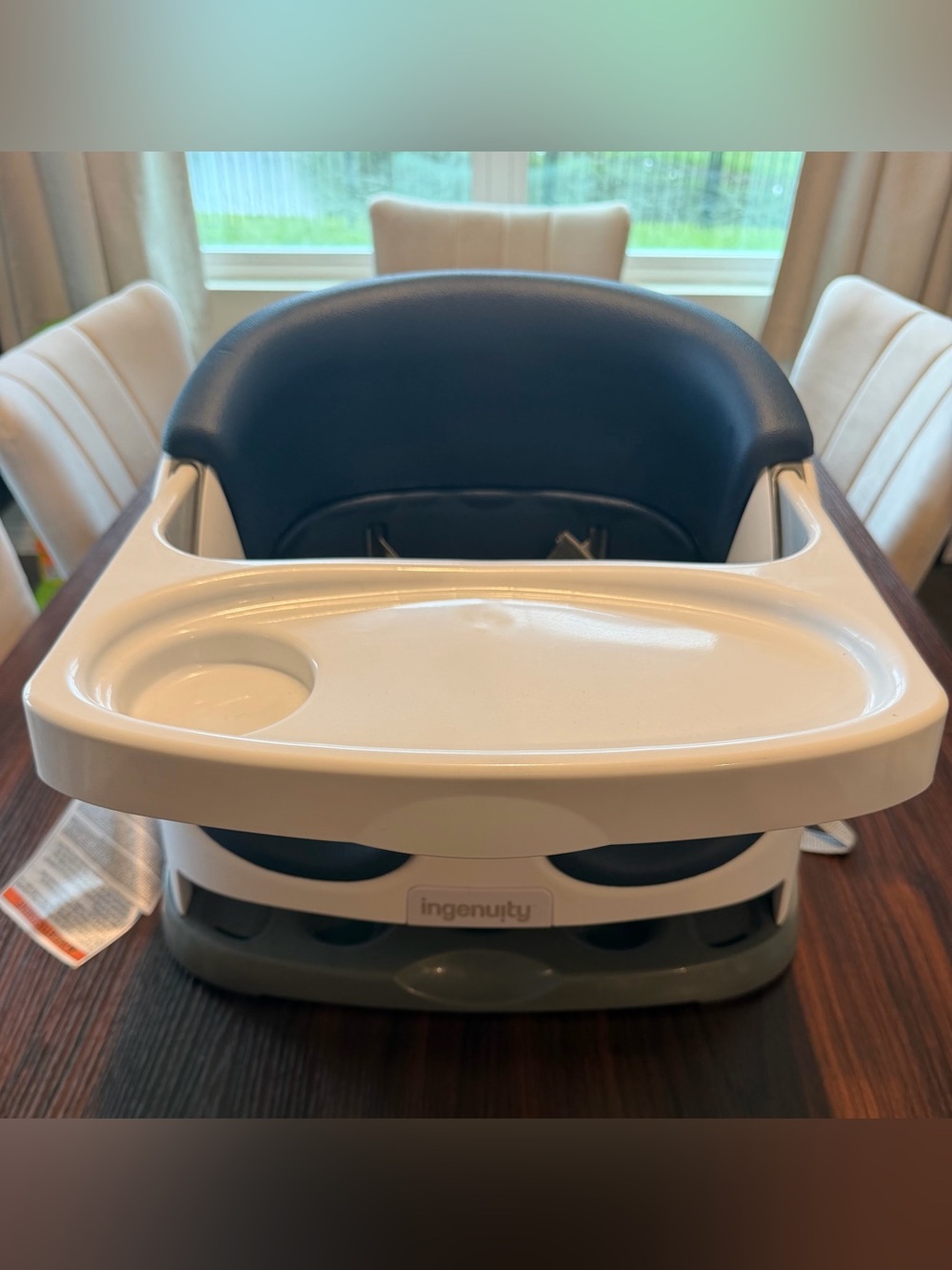 Ingenuity Navy and White Portable Booster Seat with Removable Tray